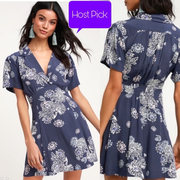 Free People Dresses & Skirts - NWT FREE PEOPLE BLUE HAWAII FLORAL DRESS M